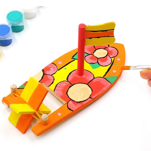 노리프렌즈 만들기재료 - 나무공예 동력배 만들기키트 조립 장난감 미술놀이